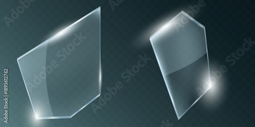 Abstract Gray Glass Fragments with Light Highlights