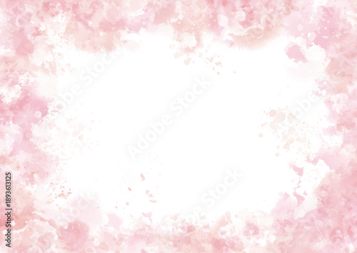Hand painted pastel pink watercolour border design 