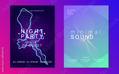 Edm Event. Dance Banner. Green Fest Design. Pink Night Club Flyer. Party Electro Element. Trance Cover. Nightclub Radio Illustration. Violet Edm Event