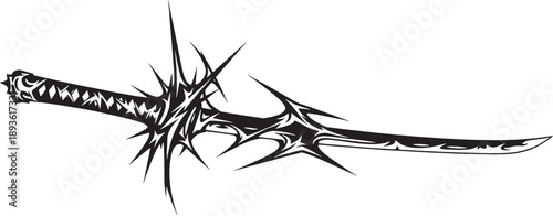 Black and White Sketched of a Whisk with Abstract Patterns whiskers