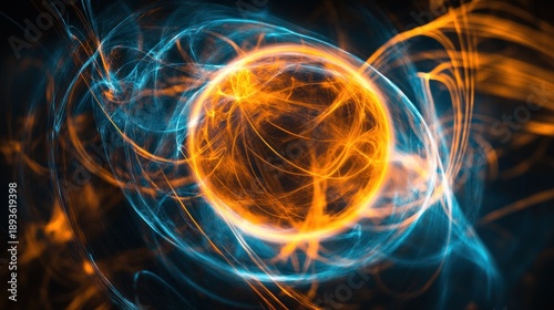 Abstract sphere with swirling, vibrant energy