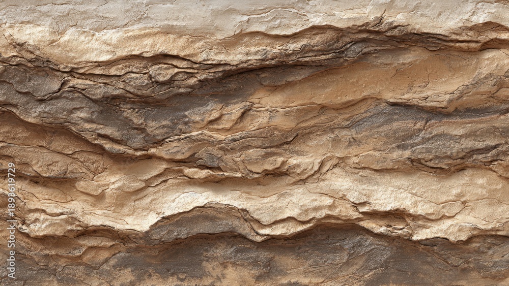 Fototapeta premium Textured rock layers with tan and brown colors