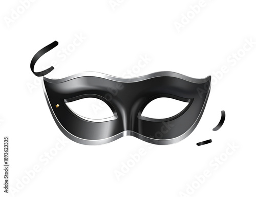 Minimal 3D Carnival Eye Mask with Floating Confetti Elements, Modern Party Design, Isolated