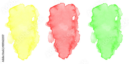 Tableau sur toile Vibrant abstract watercolor inkblots yellow red green fluid paint texture backgr