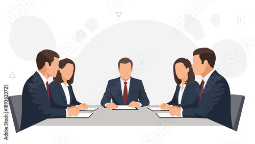 Business Meeting Concept, Diverse Team Collaboration in Boardroom, Strategic Planning