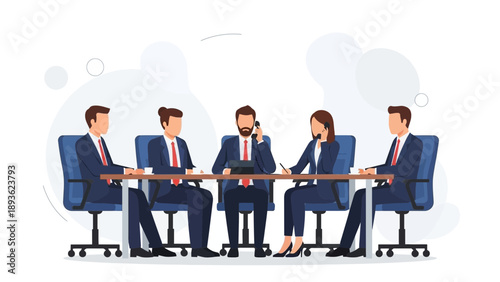 Business Meeting: Diverse Team Collaborating Around a Table in Modern Office