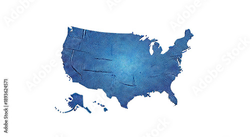 United States Map with Blue Dot Pattern