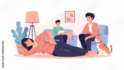 Family concerned as woman experiences discomfort on the floor