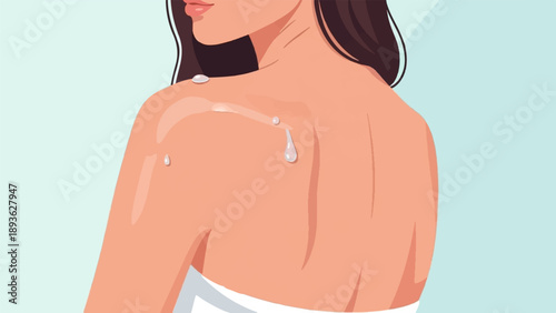 Back of person with cosmetic drops on skin