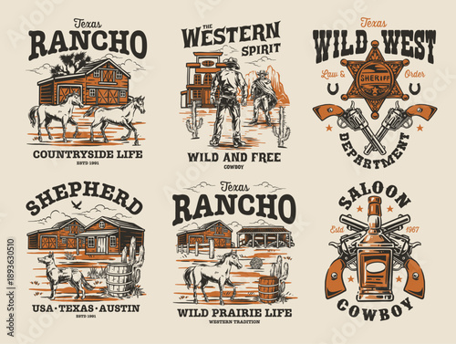 Wild West cowboy scenes