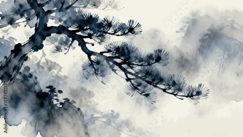 Quiet Tree Silent Pine isolated watercolor vector illustration svg