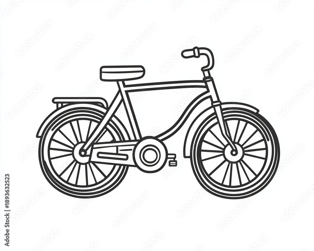 Fototapeta premium Minimalist Bicycle Line Art with Pedals - Elegant Vector Design for Creative Projects and Prints