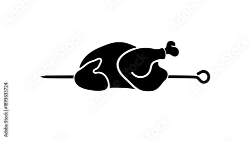 fried chicken symbol, black isolated silhouette