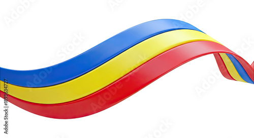 Waving Ribbon with Romanian Flag Colors