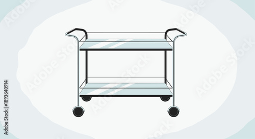 Modern Minimalist Service Trolley with Glass Tiers and Chrome Frame for Elegant Home Entertaining and Bar Use
