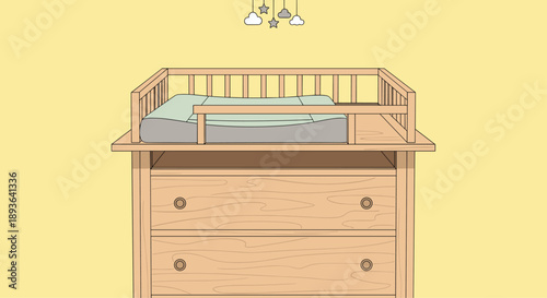 Close-up of a Modern Baby Changing Table Topper with Safety Railings and Soft Pad for Secure Infant Diaper Changes