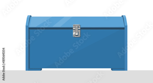 Classic Blue Storage Trunk with Silver Latch and Closed Lid for Secure Toy and Household Item Organization