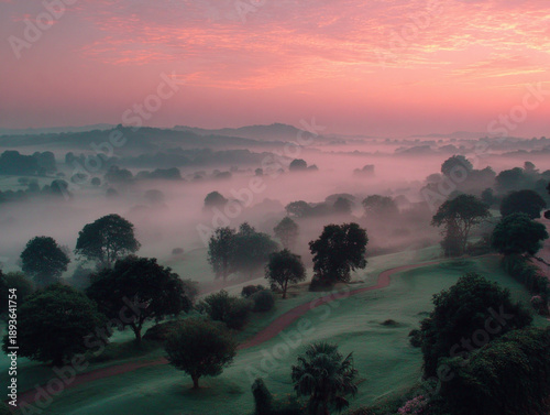 A peaceful golf course shro...