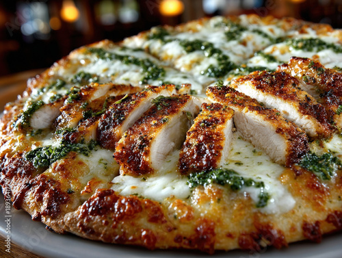 A delicious pizza topped wi...