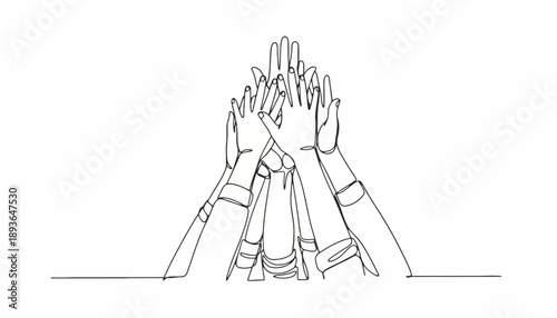 Hands stacked together in a supportive gesture on a plain background