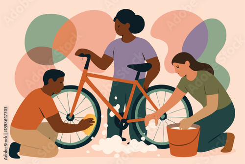  Crystal Splash bike Wash Service Vector