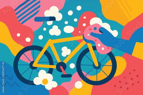  Crystal Splash bike Wash Service Vector