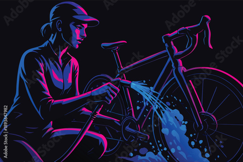  Crystal Splash bike Wash Service Vector