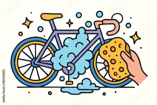  Crystal Splash bike Wash Service Vector
