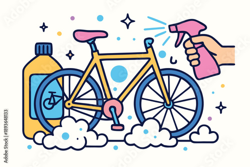  Crystal Splash bike Wash Service Vector