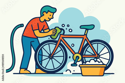 Crystal Splash bike Wash Service Vector