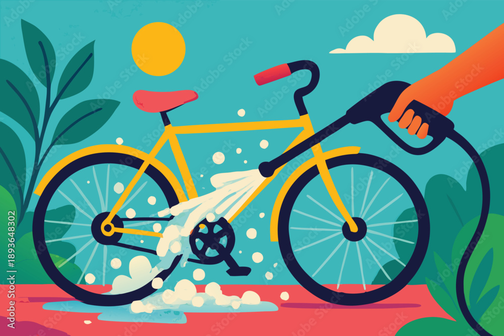 Fototapeta premium Crystal Splash bike Wash Service Vector