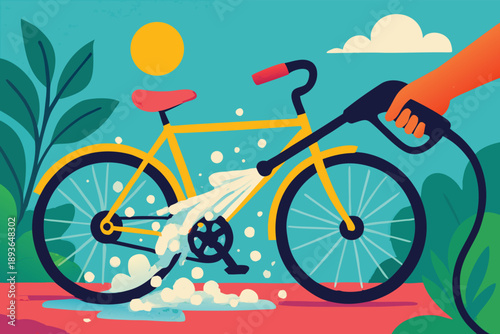  Crystal Splash bike Wash Service Vector