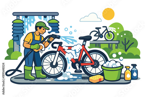  Crystal Splash bike Wash Service Vector