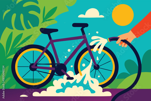  Crystal Splash bike Wash Service Vector