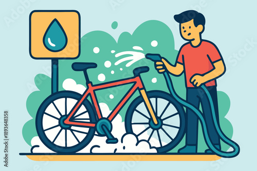  Crystal Splash bike Wash Service Vector