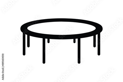 Round trampoline with legs isolated on white background for outdoor recreation or children play fun