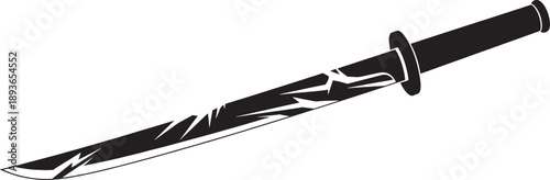 Black and white sketched sword with lightning pattern on blade