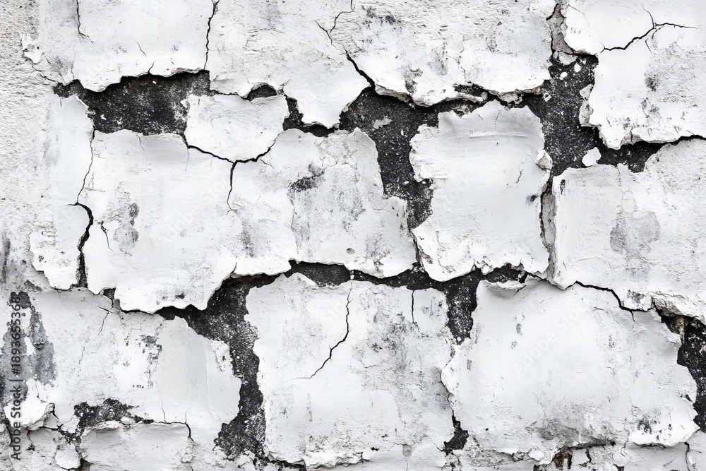 Fototapeta premium Distressed White Plaster Wall Surface with Texture of Broken White, Grunge, and Vintage Charm