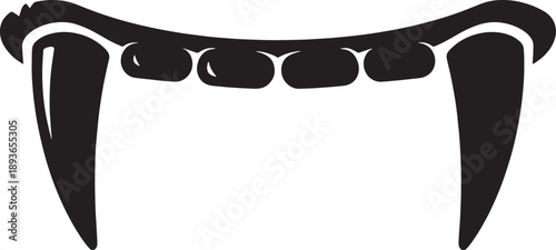 Black Sketched Cat Whiskers and Teeth with Sharp Fangs