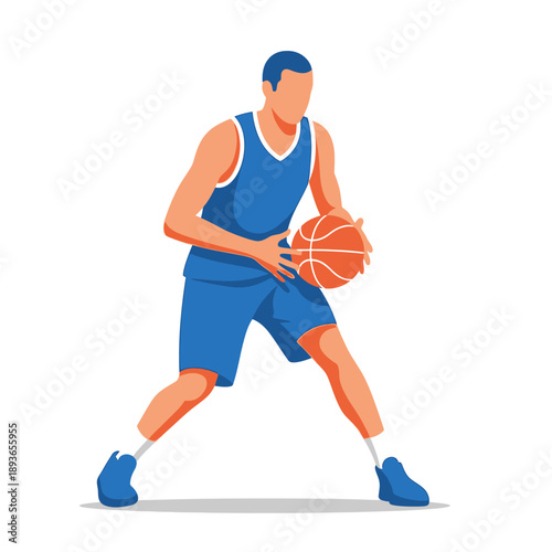 Basketball Player Dribbling Ball - Dynamic Sports Illustration