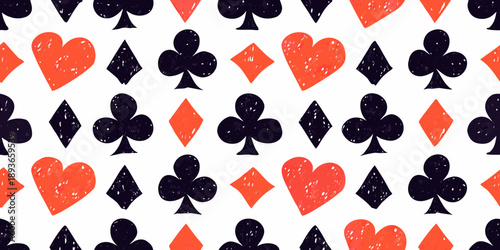 Playing card suits pattern hearts diamonds clubs and spades