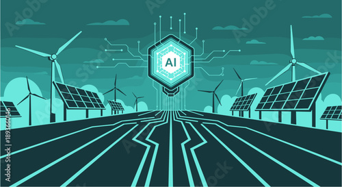 Artificial intelligence powering renewable energy sources like wind turbines and solar panels