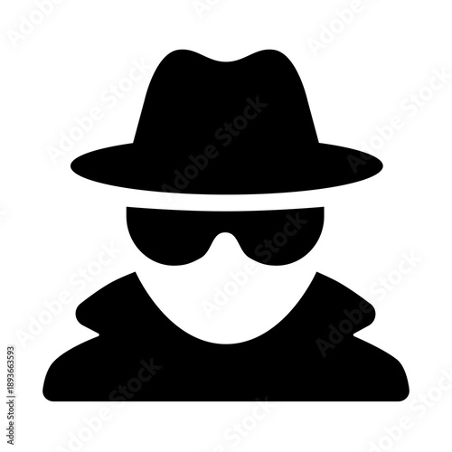 Tableau sur toile A mysterious figure wearing a wide-brimmed hat, sunglasses, and a trench coat with an upturned collar