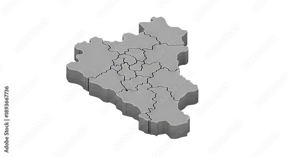 Fototapeta premium 3D Isometric Map of Provinces