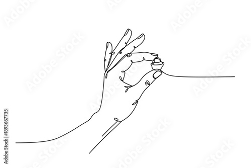 Continuous Line Art Hand Holding Small Basket Illustration