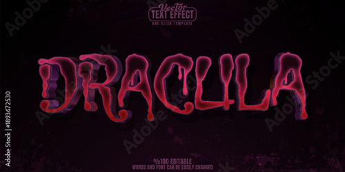 Dracula editable text effect, customizable vampire and blood 3d font style