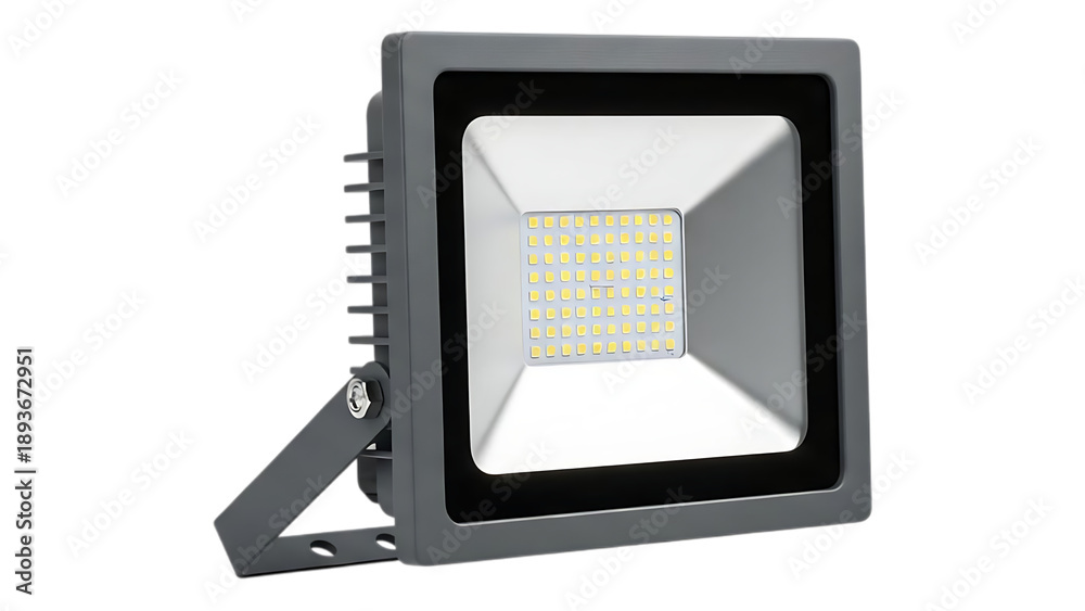 Fototapeta premium Modern led floodlight with sleek gray casing and adjustable bracket for precise directional lighting