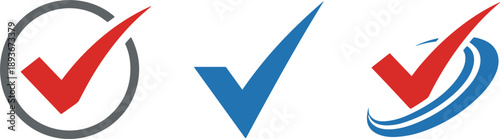 Check mark and approval tick icons set representing confirmation validation success verified choice quality assurance symbols