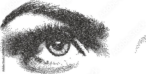 Eye vintage y2k stipple art, vision halftone stipple brutalist retro vector png with transparent background, iris 2000s aesthetic photocopy effect tattoo