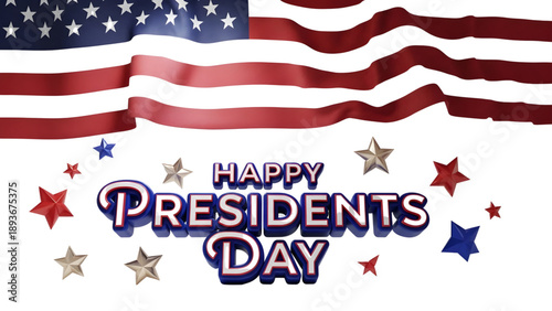 Happy Presidents Day with American flag and stars